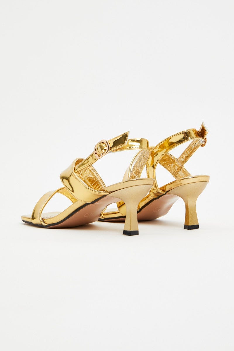 Metallic Gold Strappy Heels For Women By You And All