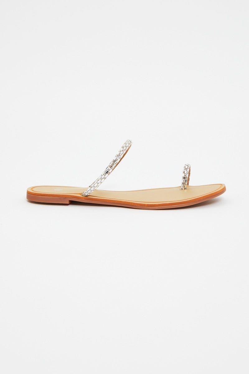Metallic Metallic Minimal Flat Slides For Women By You And All