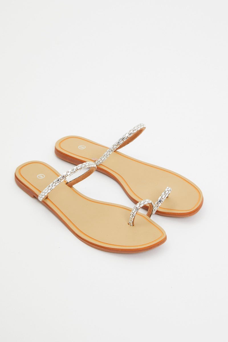 Metallic Metallic Minimal Flat Slides For Women By You And All