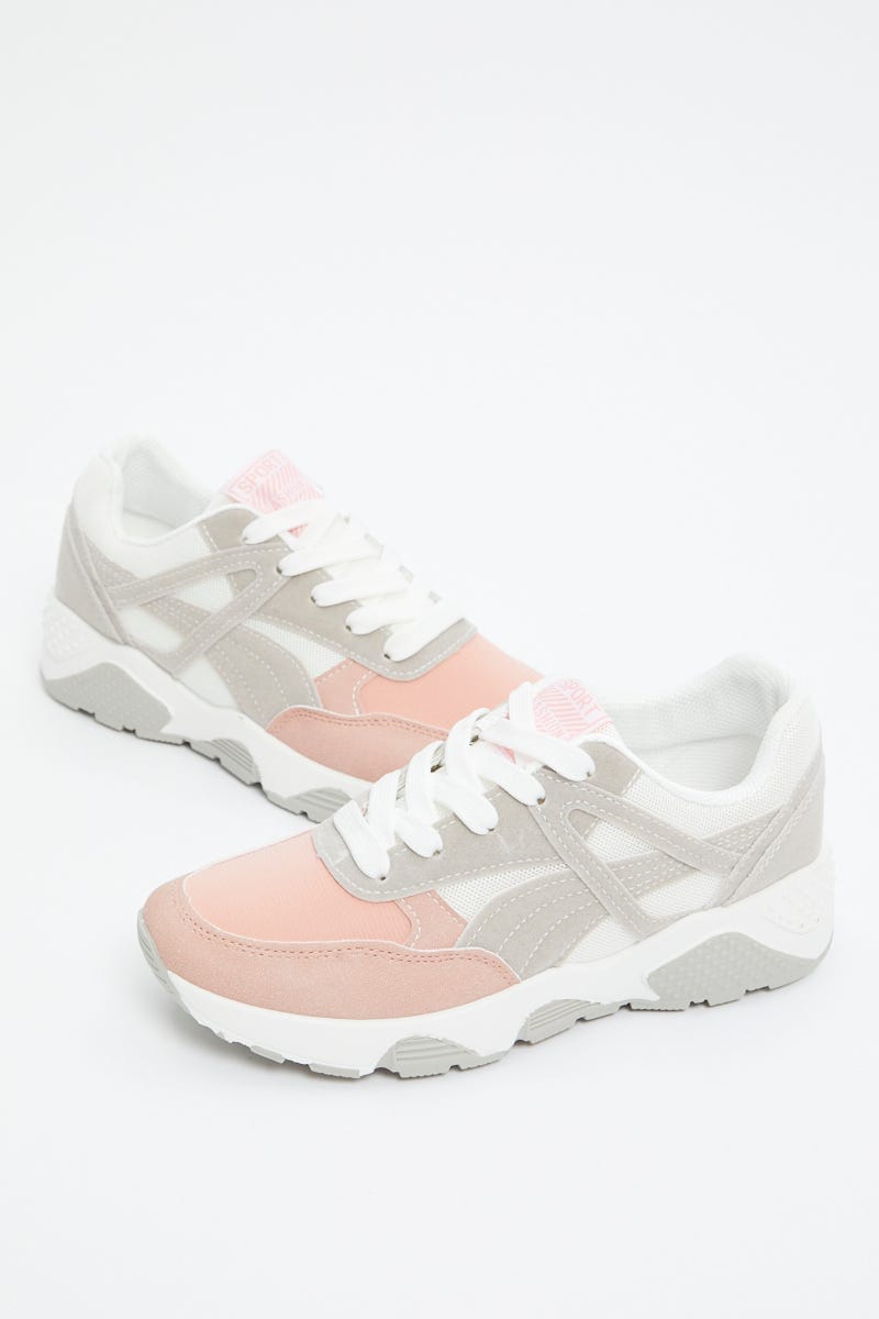 Pink Colourblock Sneakers For Women By You And All
