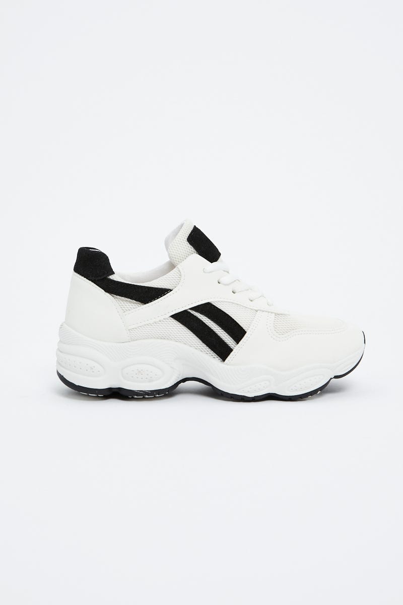 White Colourblock Chunky Sneakers For Women By You And All