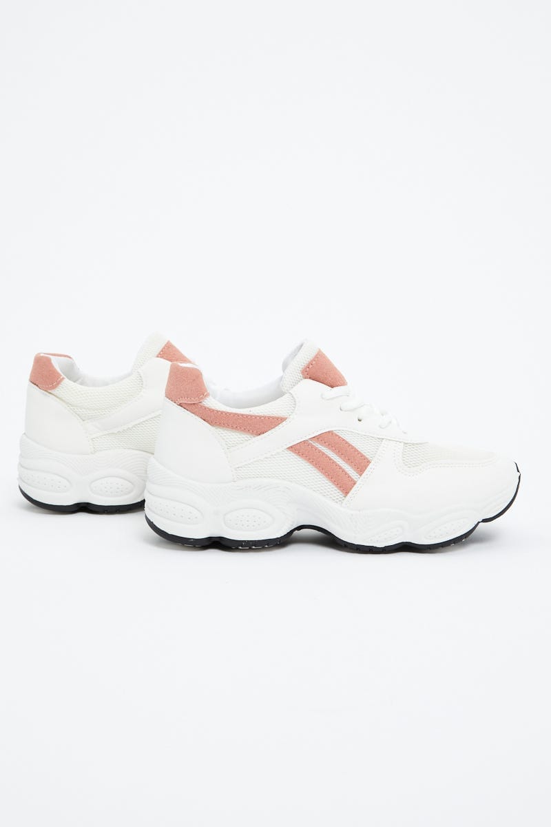 White Colourblock Chunky Sneakers For Women By You And All