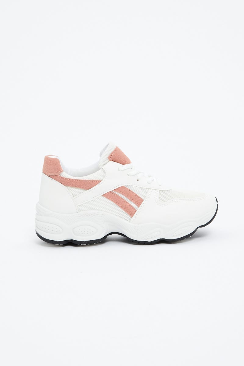 White Colourblock Chunky Sneakers For Women By You And All