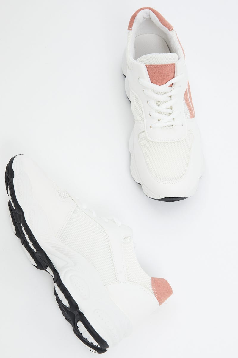 White Colourblock Chunky Sneakers For Women By You And All