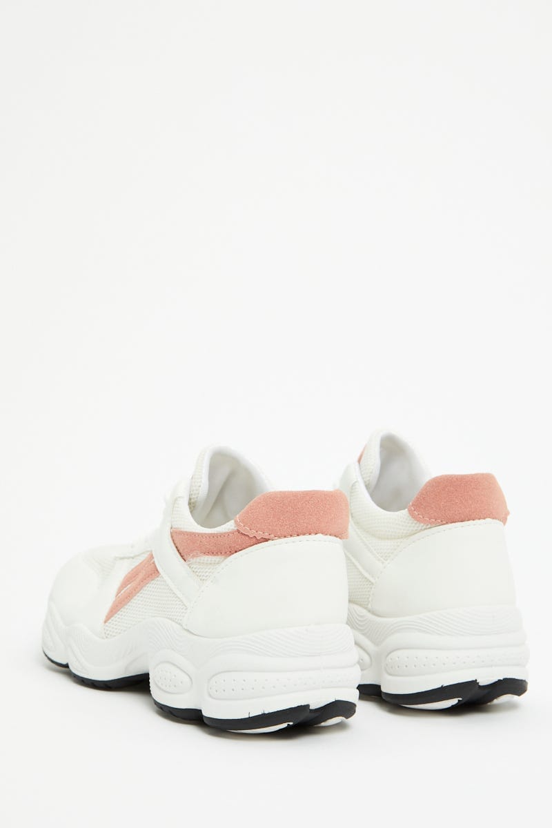 White Colourblock Chunky Sneakers For Women By You And All