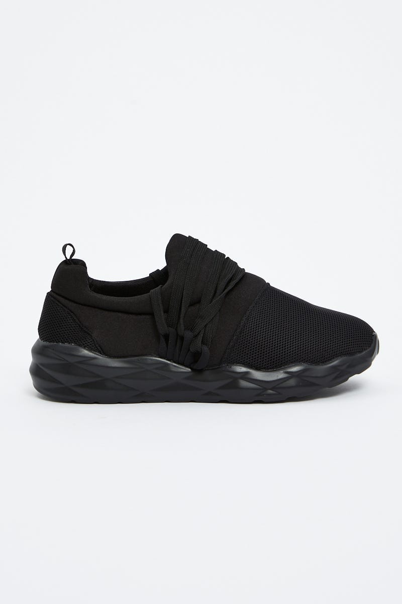 Black Strap Detail Sneakers For Women By You And All