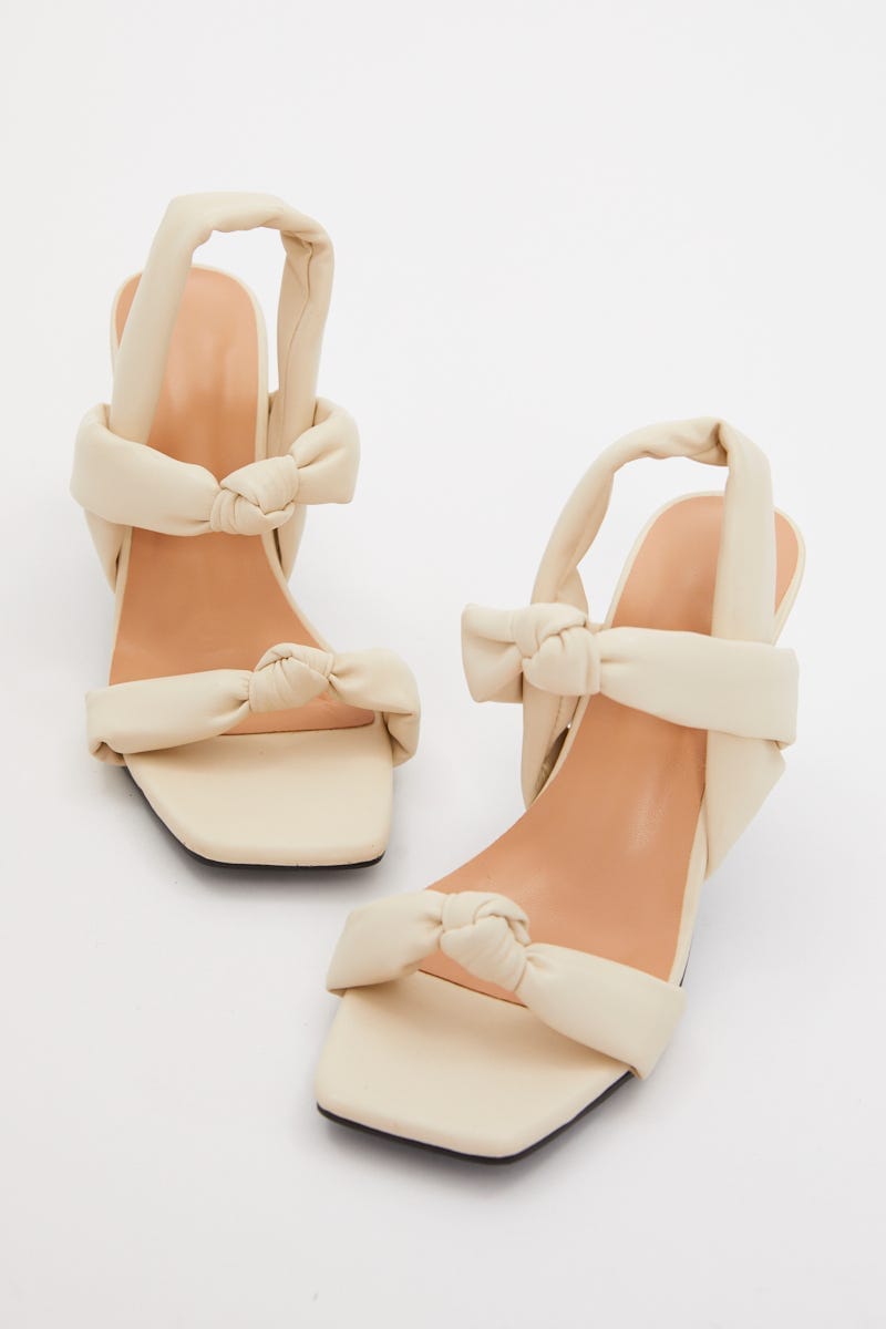 White Faux Leather Knot Mules For Women By You And All