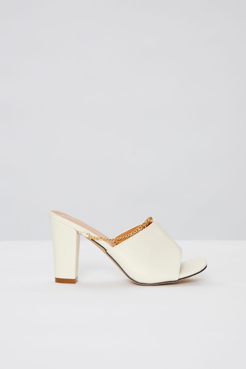 White Faux Leather Mules For Women By You And All