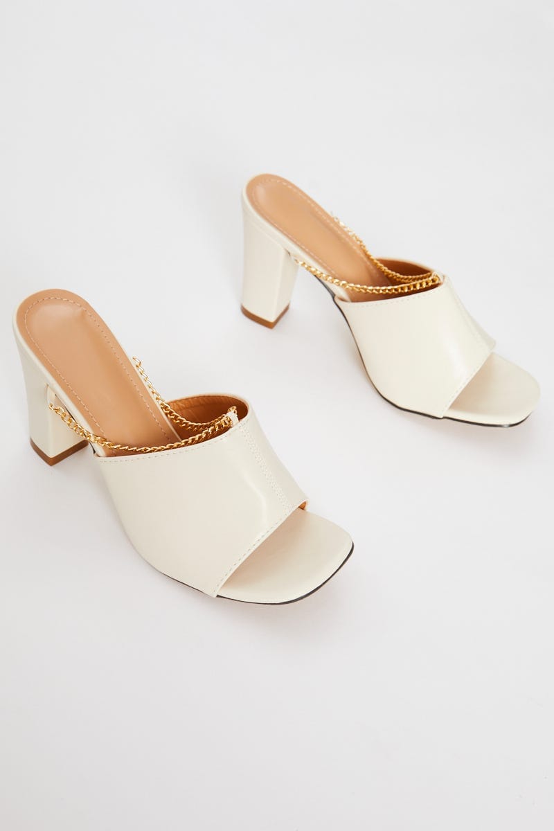 White Faux Leather Mules For Women By You And All