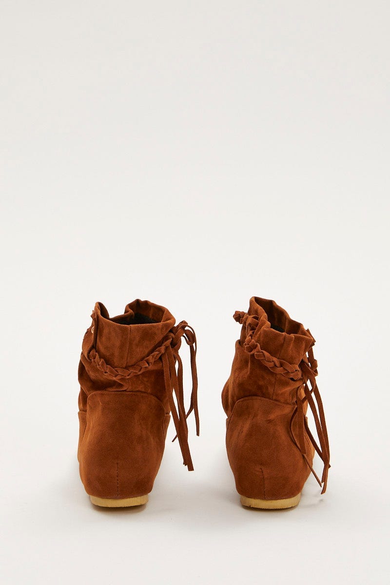 Brown Slouch Lace Detail Boots For Women By You And All