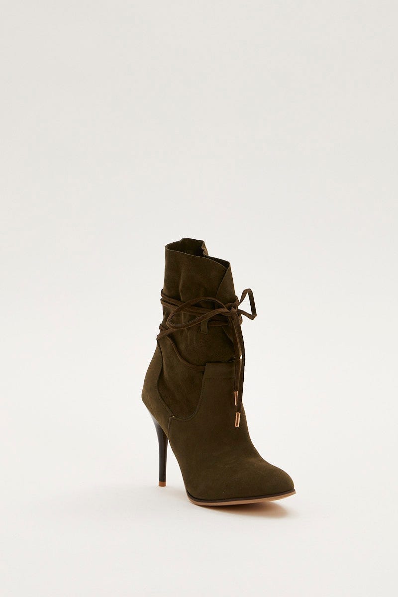 Green Heeled Fold Over Boots For Women By You And All