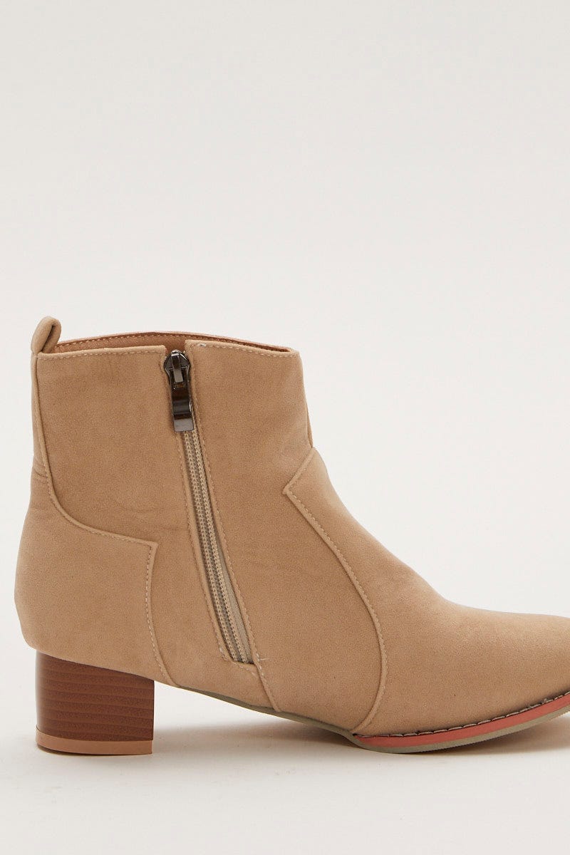 Camel Suedette Ankle Boots For Women By You And All