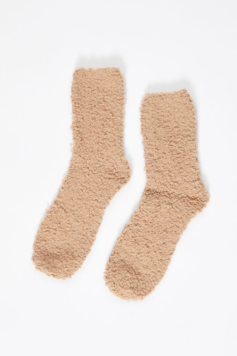 Brown Plus Popcorn Socks For Women By You And All
