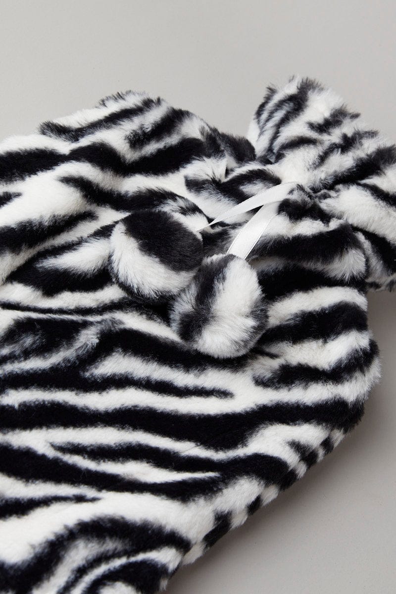 Black Animal Print Zebra Print Hot Water Bottle for YouandAll Fashion