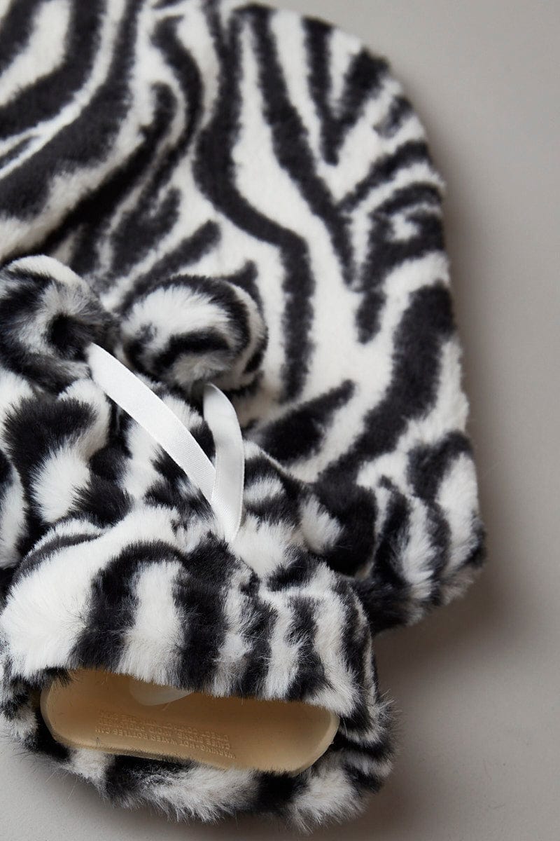 Black Animal Print Zebra Print Hot Water Bottle for YouandAll Fashion