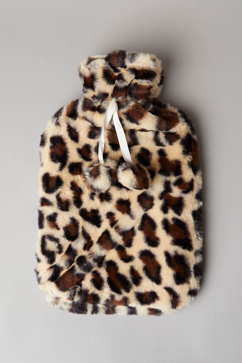 Beige Animal Print Fluffy Hot Water Bottle for YouandAll Fashion