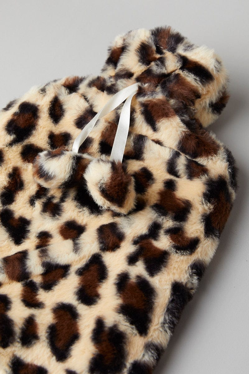 Beige Animal Print Fluffy Hot Water Bottle for YouandAll Fashion