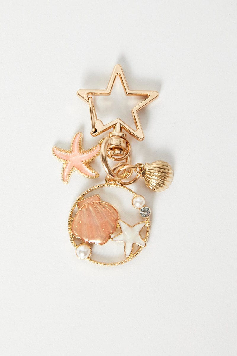 Gold Starfish and Shell Keyring for YouandAll Fashion