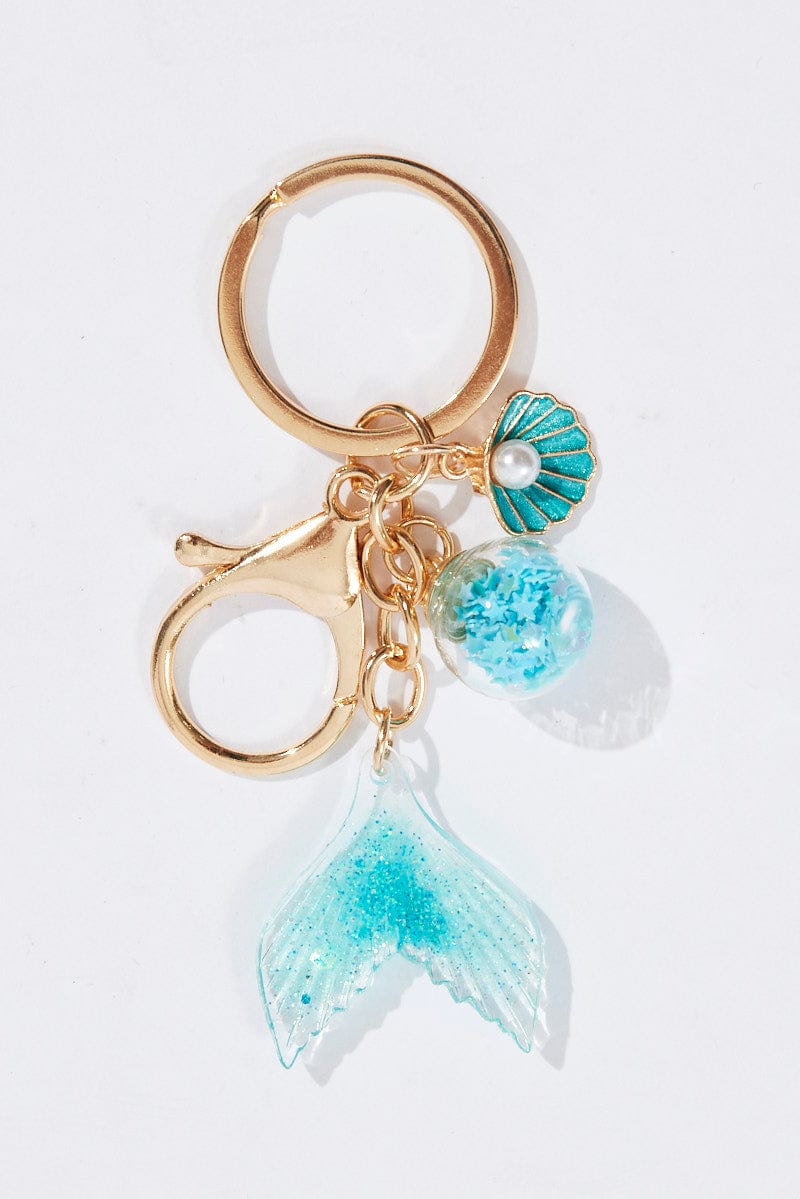 Blue Fish Tail and Shell Keyring for YouandAll Fashion