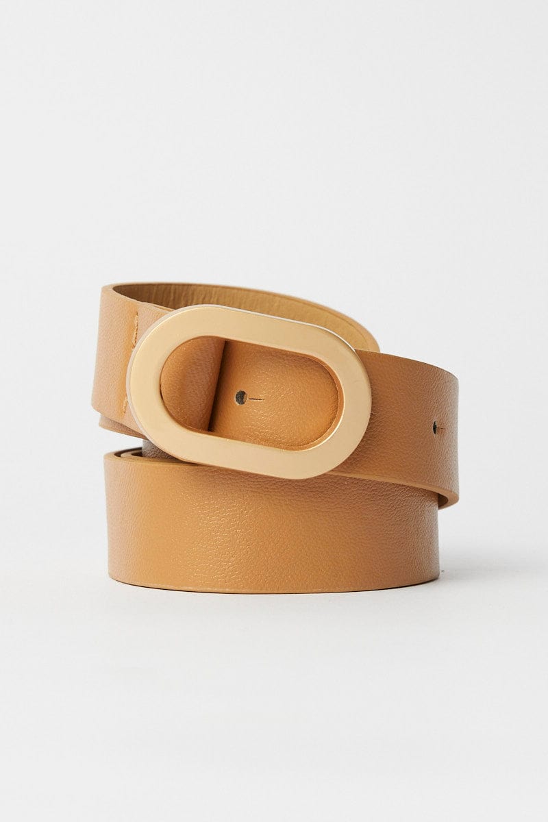 Beige Oval Buckle Belts for YouandAll Fashion