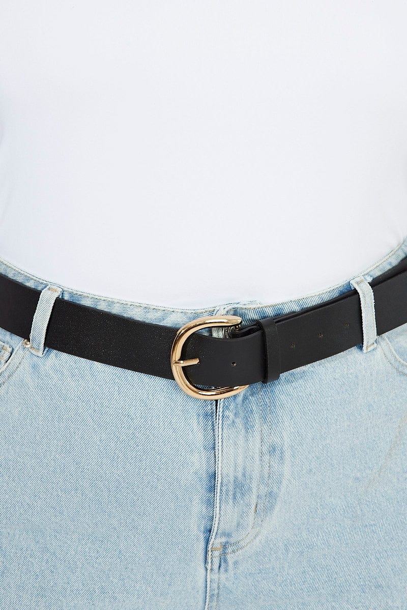 Black Semi-Circular Buckle Belts for YouandAll Fashion