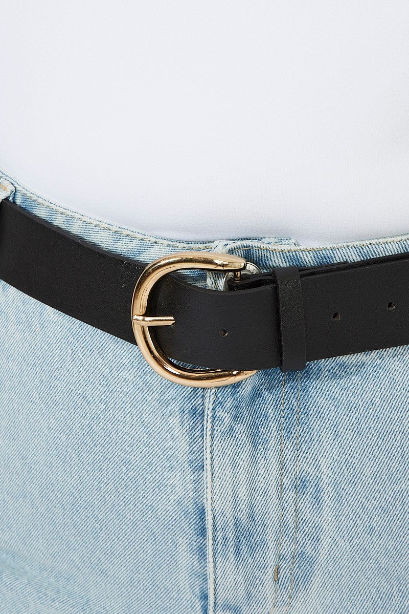 Black Semi-Circular Buckle Belts for YouandAll Fashion