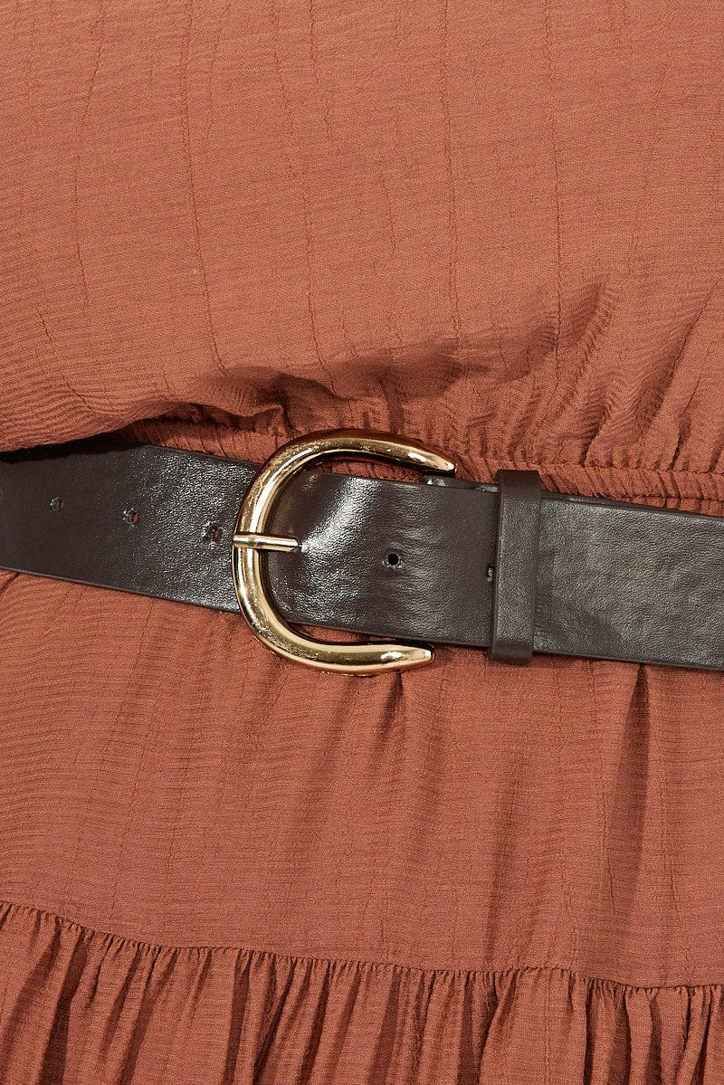 Brown Semi-Circular Buckle Belts for YouandAll Fashion