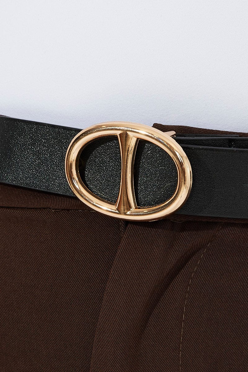 Black Oval Buckle Belts for YouandAll Fashion