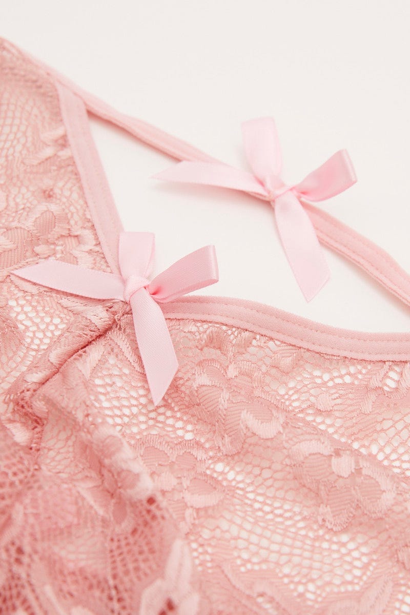 Pink Floral Lace Lingerie Set For Women By You And All