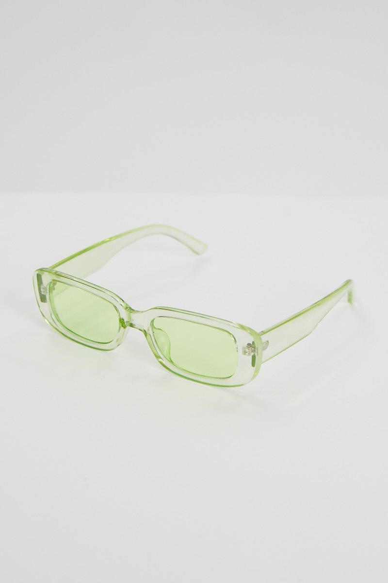 Green Clear Chunky Frame Sunglasses For Women By You And All