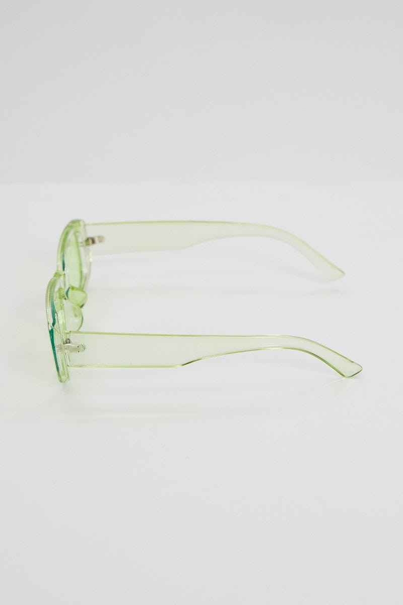 Green Clear Chunky Frame Sunglasses For Women By You And All