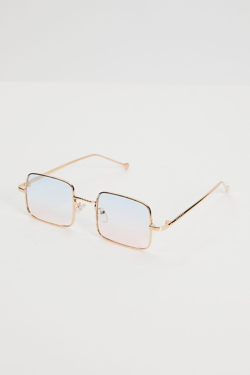 Metallic Square Frame Metal Sunglasses For Women By You And All