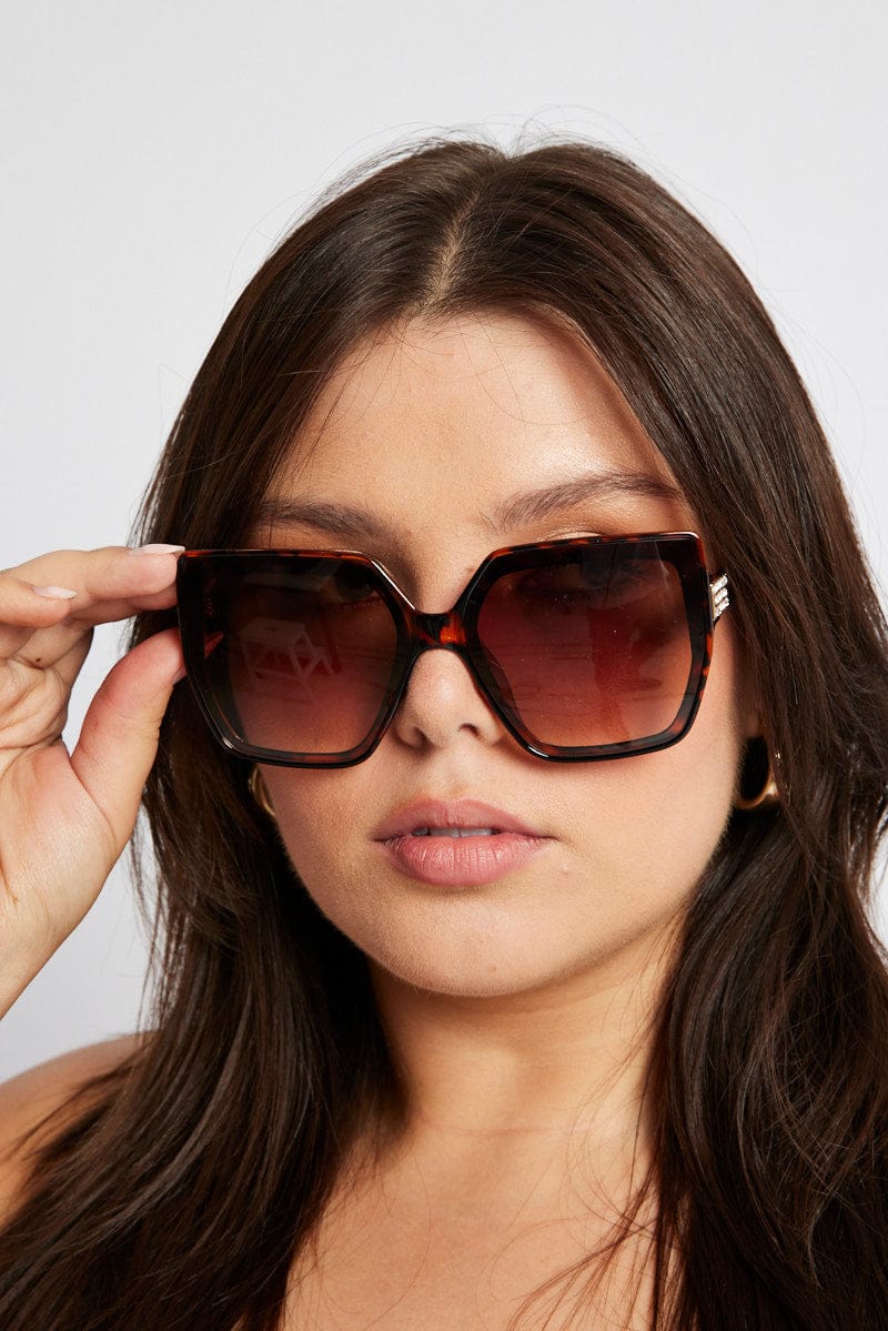 Brown Oversized Square Sunglasses for YouandAll Fashion