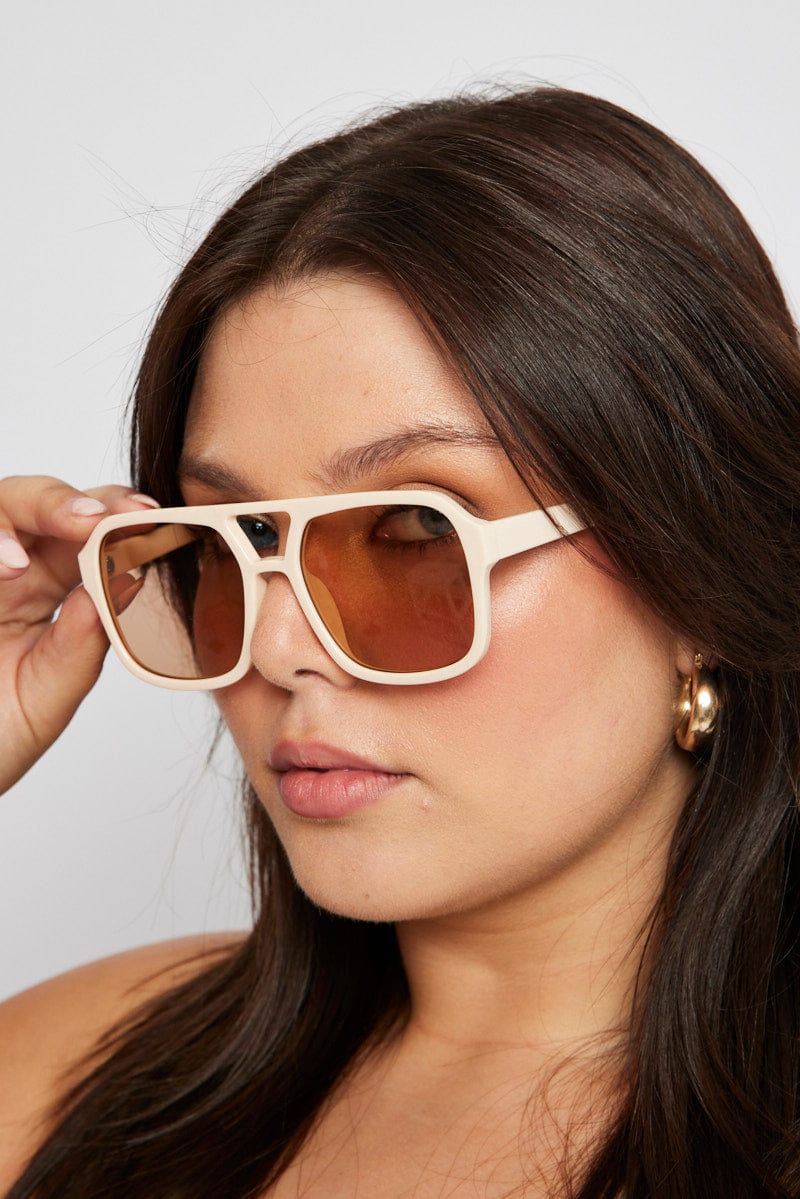 Beige Aviator Sunglasses for YouandAll Fashion