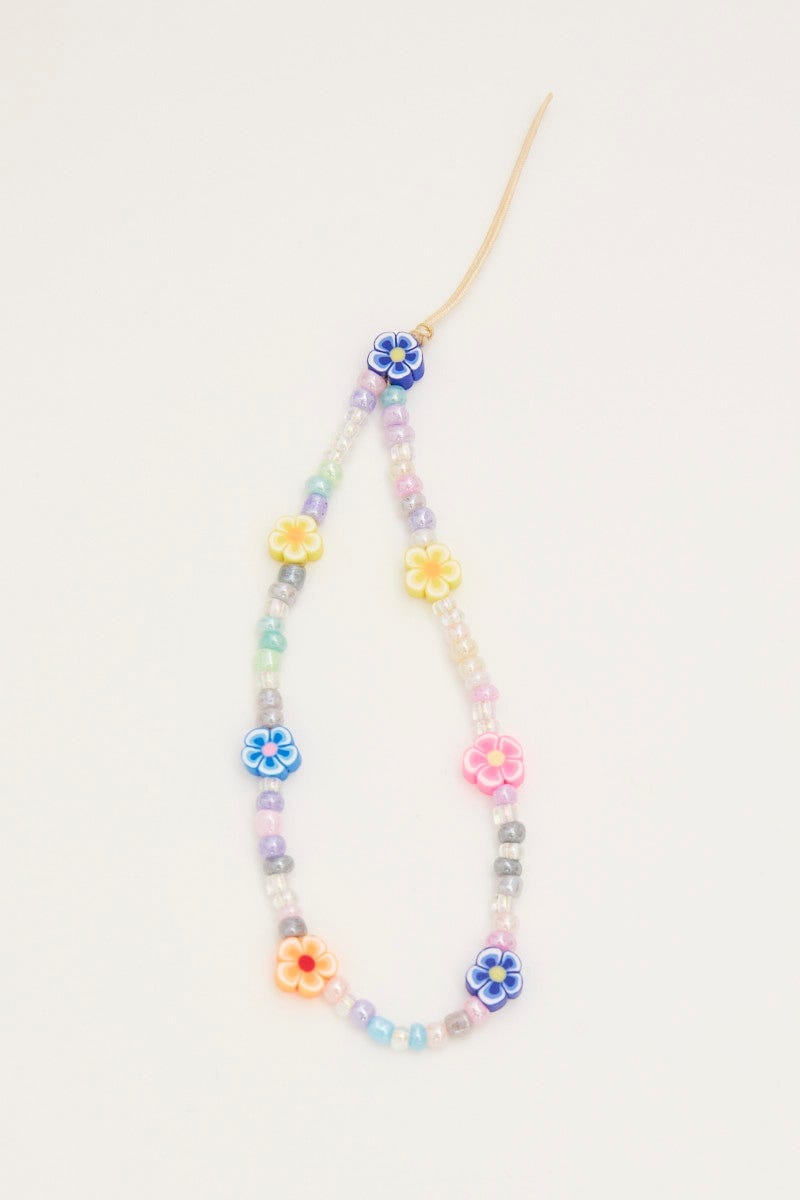 Multi Flower And Beads Phone Chain For Women By You And All