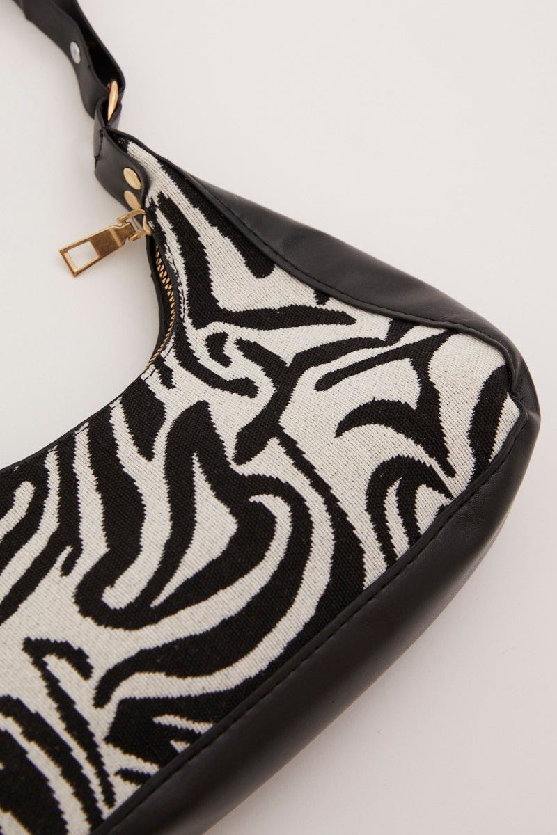 Animal Prt Zebra Print Shoulder Baguette Bag For Women By You And All