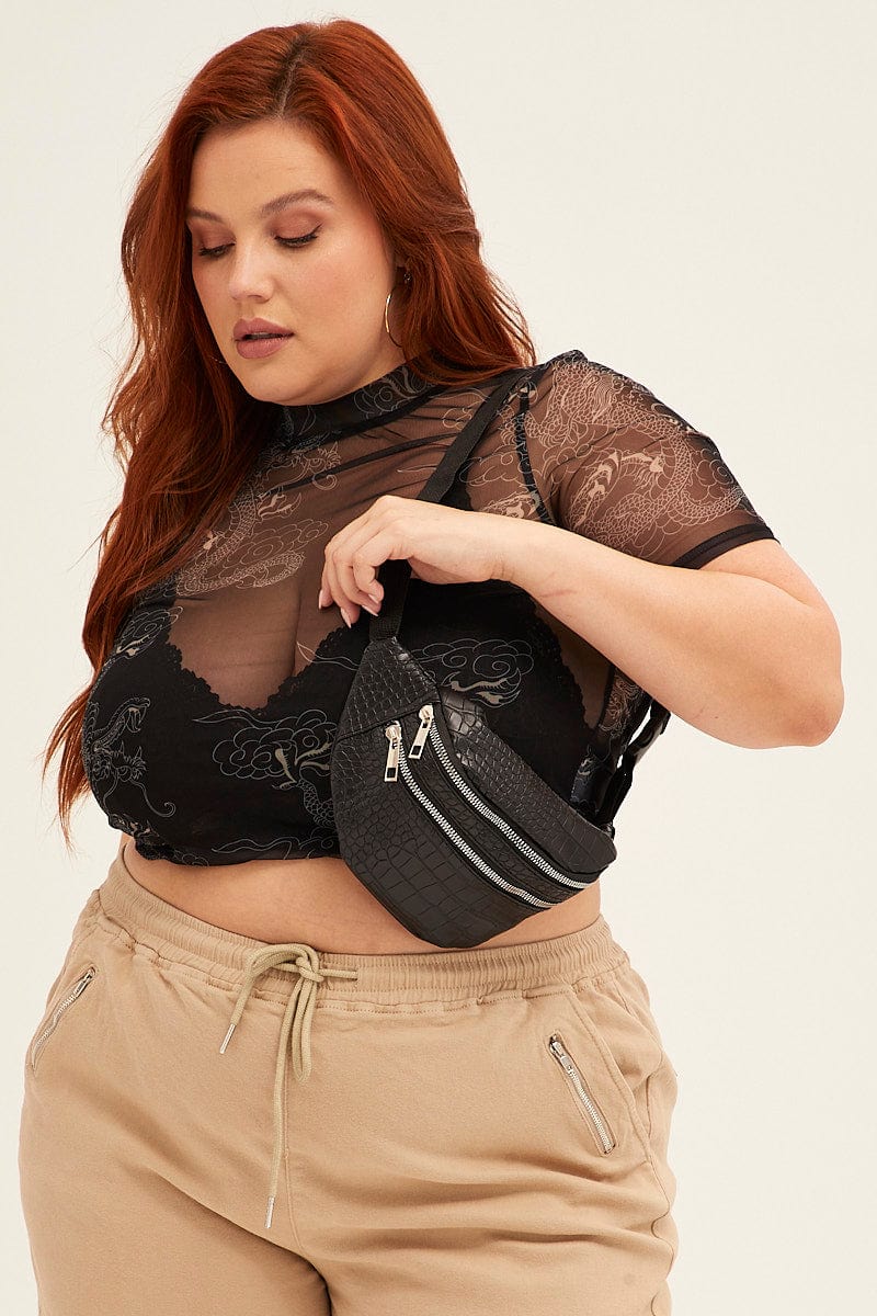 BLACK Embossed Fanny Pack for Women by You + All