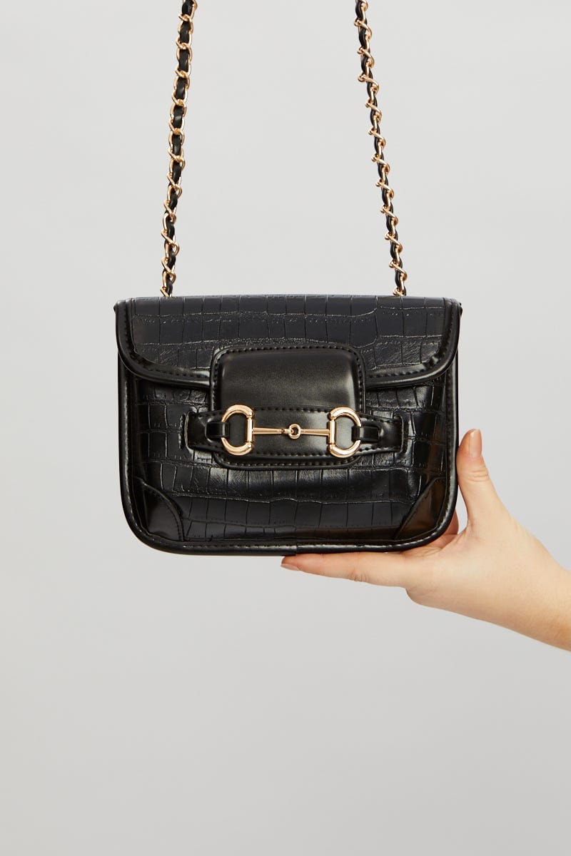Black Plus Buckle Cross Body Bag For Women By You And All