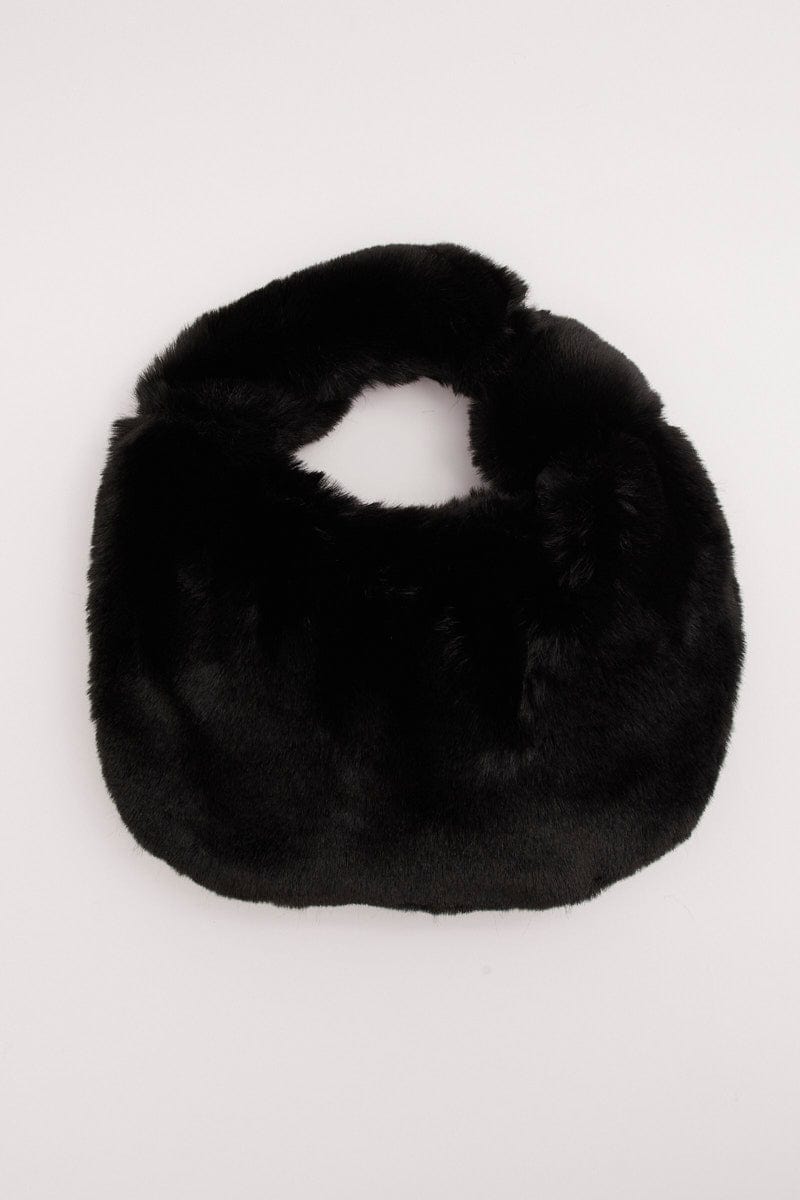 Black Faux Fur Shoulder Bag for YouandAll Fashion