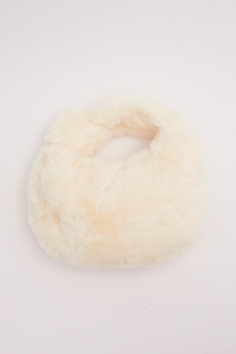 White Faux Fur Shoulder Bag for YouandAll Fashion