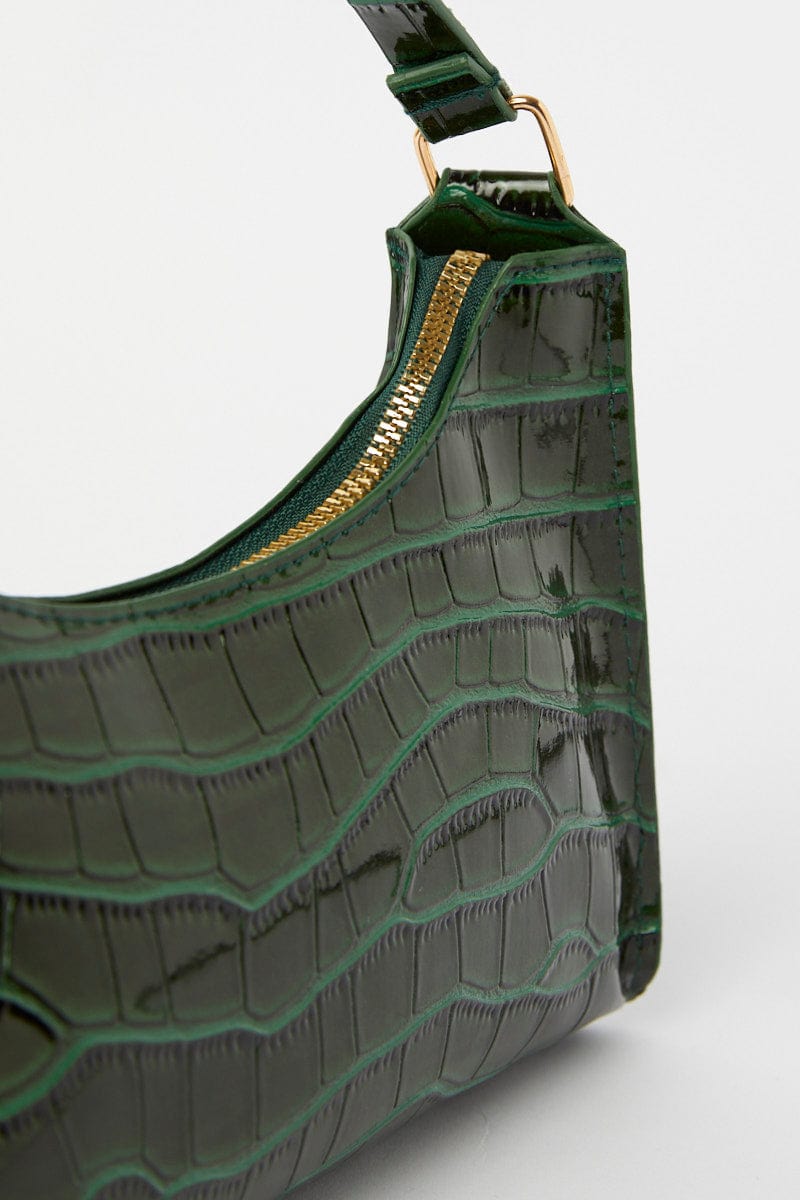 Green Croc Print Shoulder Bag for YouandAll Fashion