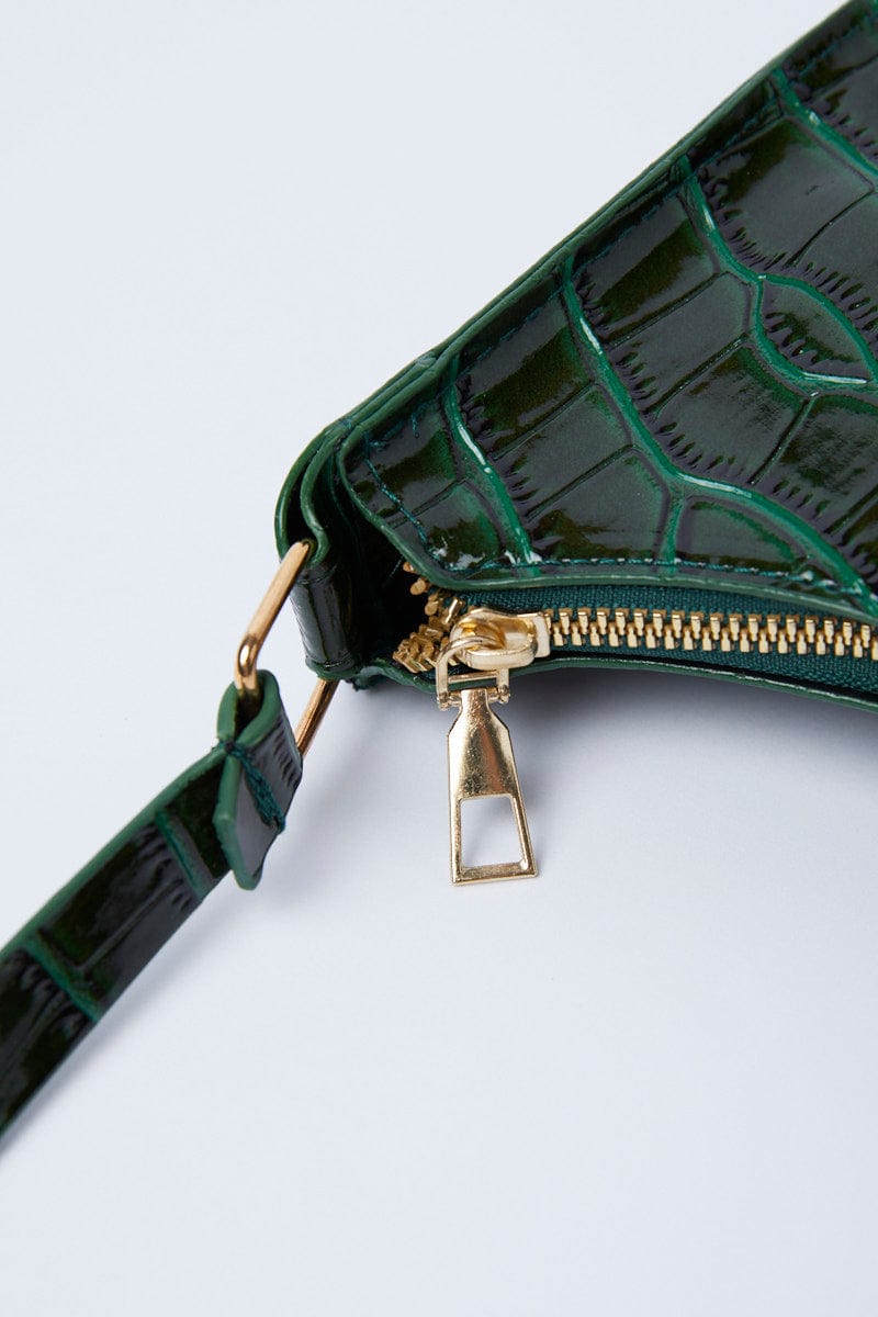 Green Croc Print Shoulder Bag for YouandAll Fashion