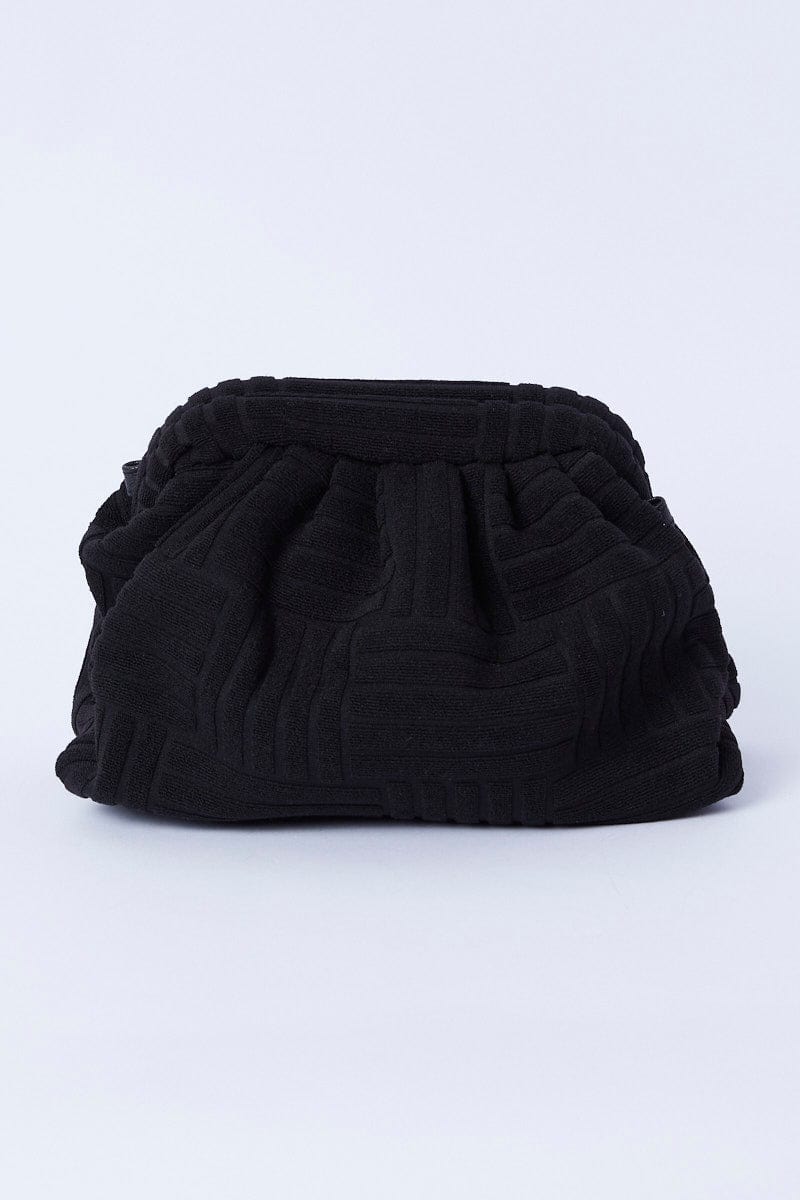 Black Toweling Detail Crossbody Bag for YouandAll Fashion