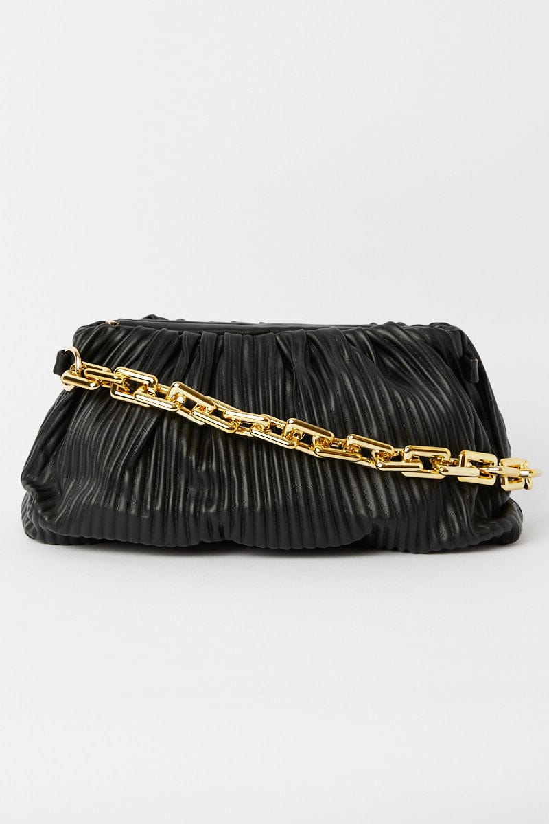 Black Ruched Crossbody Bag for YouandAll Fashion