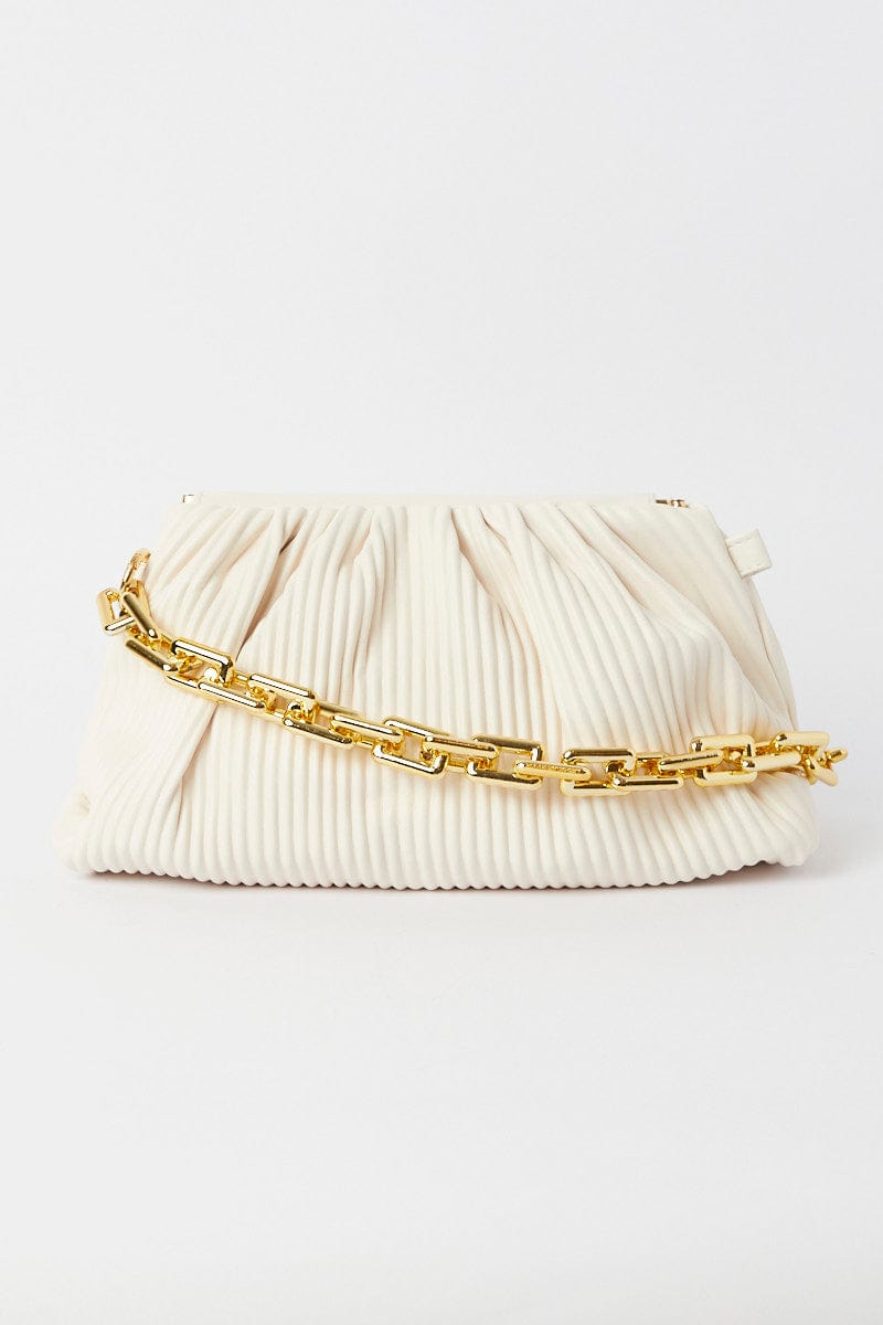 White Ruched Crossbody Bag for YouandAll Fashion