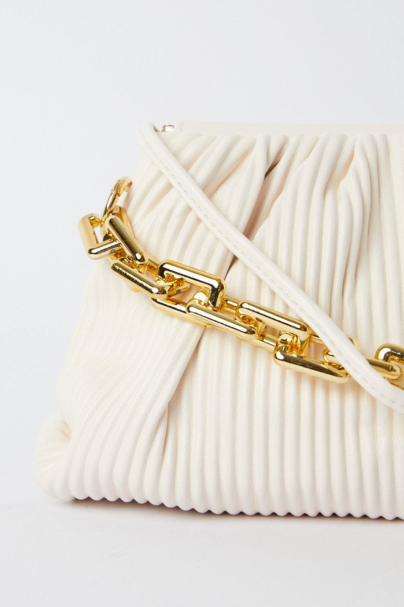 White Ruched Crossbody Bag for YouandAll Fashion