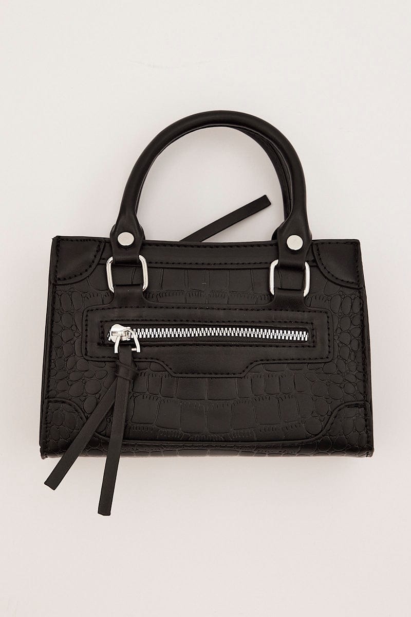 Black Crocodile Print Crossbody Bag for YouandAll Fashion