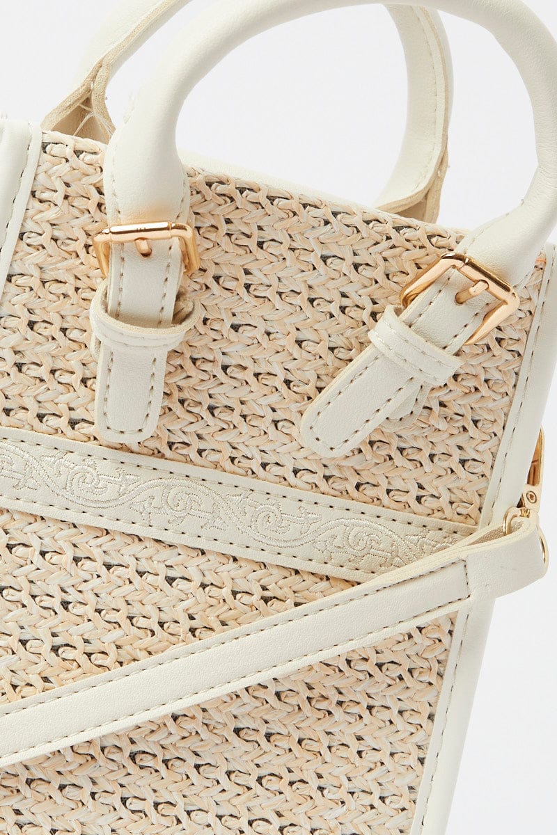 White Crochet Crossbody Bag with Handle for YouandAll Fashion