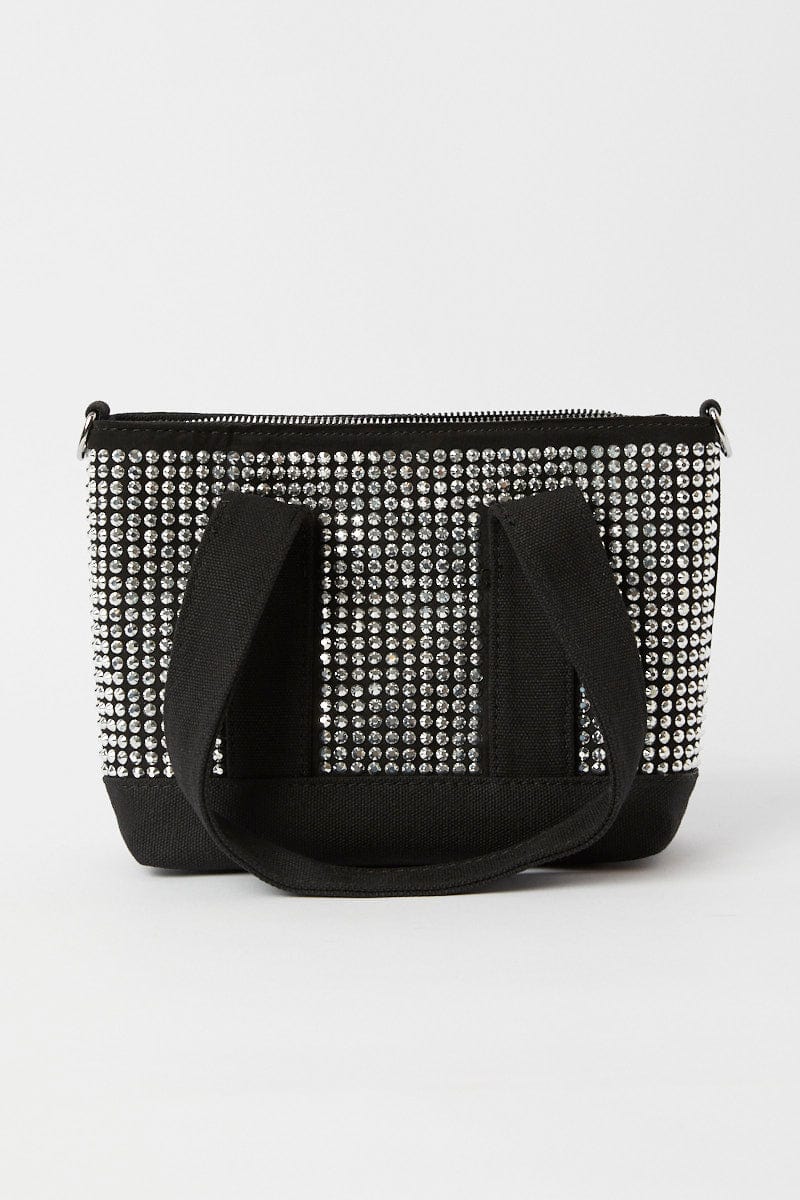 Black Rhinestone Decor Small Tote Bag for YouandAll Fashion