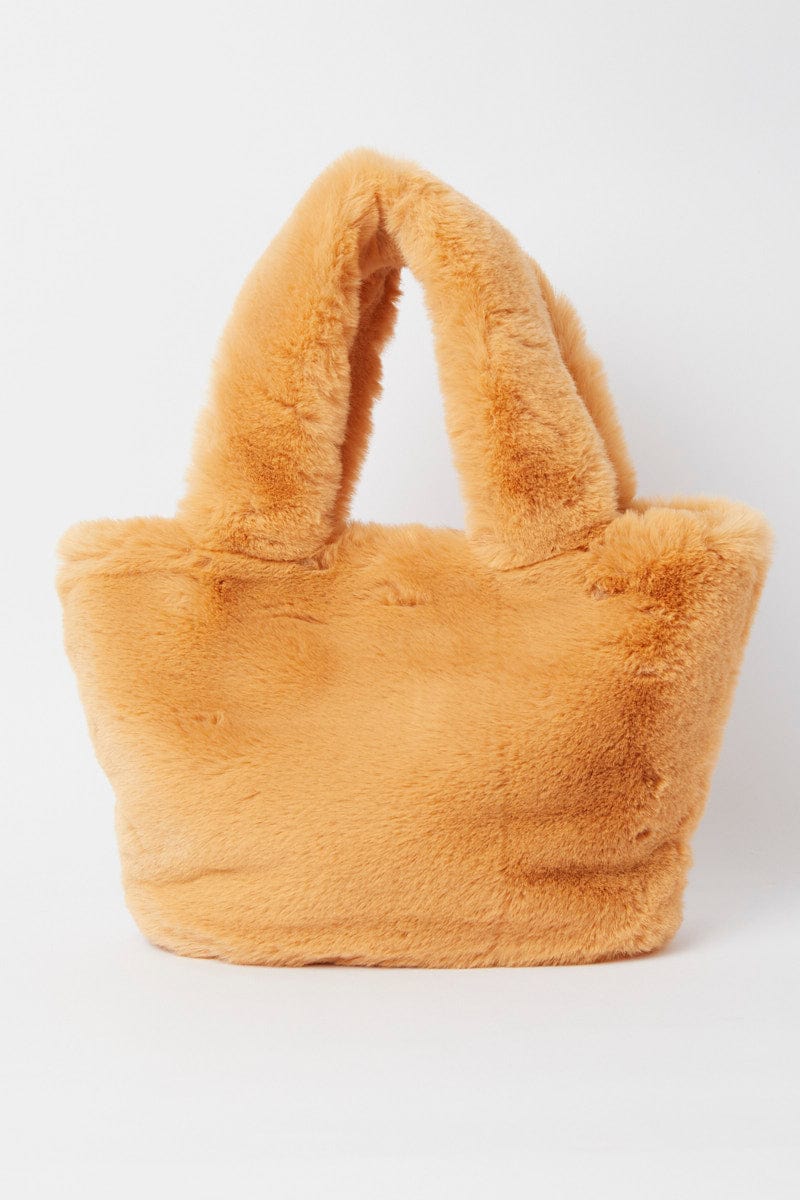 Beige Faux Fur Tote Bag for YouandAll Fashion